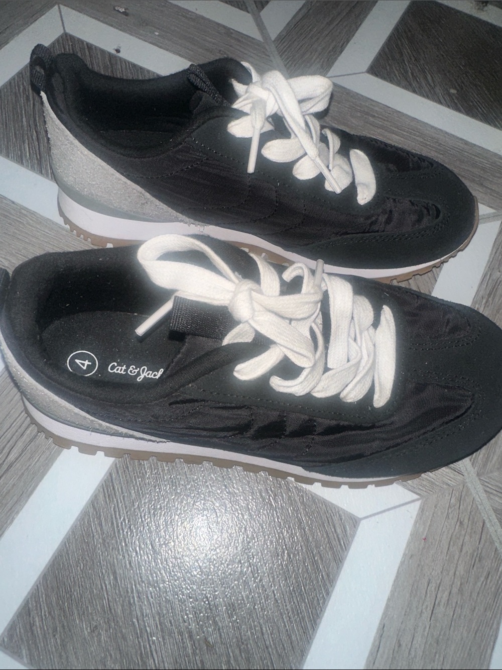 Cat & Jack Black Sneakers with Cream Laces